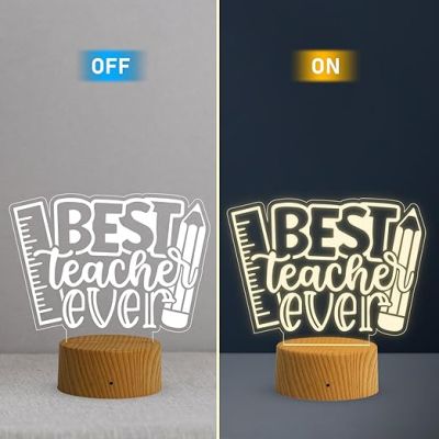 Best Teacher Ever Night Lamp with Warm White Light Birthday Gift for Teachers by Students Teachers Day Gift Thankyou Gift for Madam & Sir