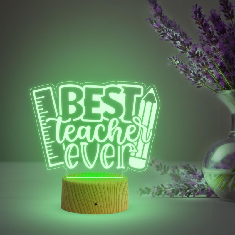 Best Teacher Ever Night Lamp with Multicolored Light Birthday Gift for Teachers by Students Teachers Day Gift Thankyou Gift for Madam & Sir