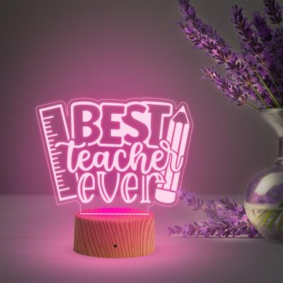 Best Teacher Ever Night Lamp with Multicolored Light Birthday Gift for Teachers by Students Teachers Day Gift Thankyou Gift for Madam & Sir