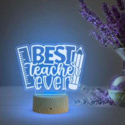 Best Teacher Ever Night Lamp with Multicolored Light Birthday Gift for Teachers by Students Teachers Day Gift Thankyou Gift for Madam & Sir