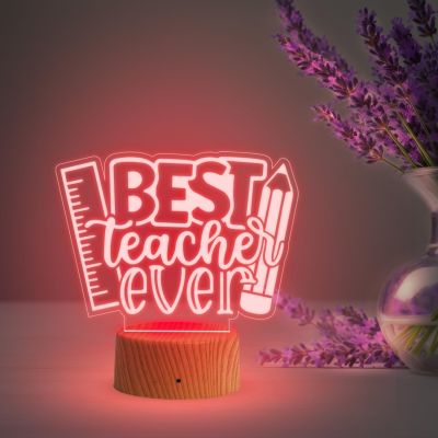 Best Teacher Ever Night Lamp with Multicolored Light Birthday Gift for Teachers by Students Teachers Day Gift Thankyou Gift for Madam & Sir