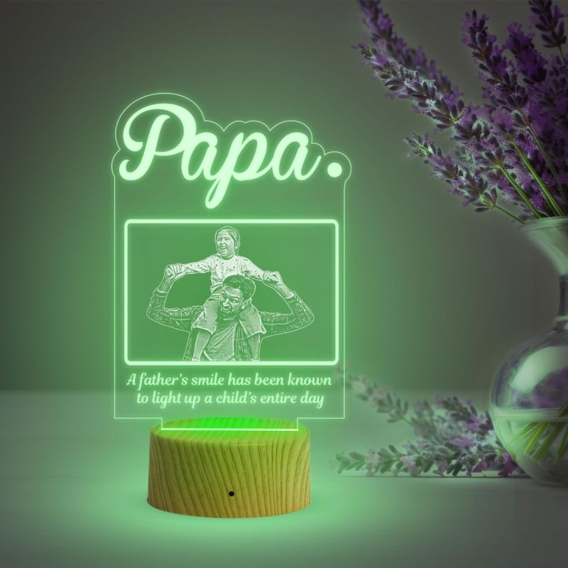 Father Photo Night Lamp with Multicolored Light Customized with Name Photo Birthday Gifts for Father