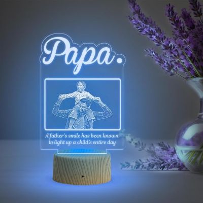 Father Photo Night Lamp with Multicolored Light Customized with Name Photo Birthday Gifts for Father