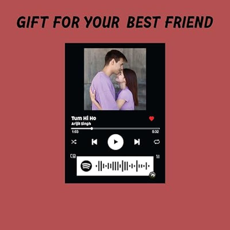 Couple Photo With Spotify Music Frame, Scannable Code Customized Photo & Song Gift For Friend Girlfriend Wife Husband