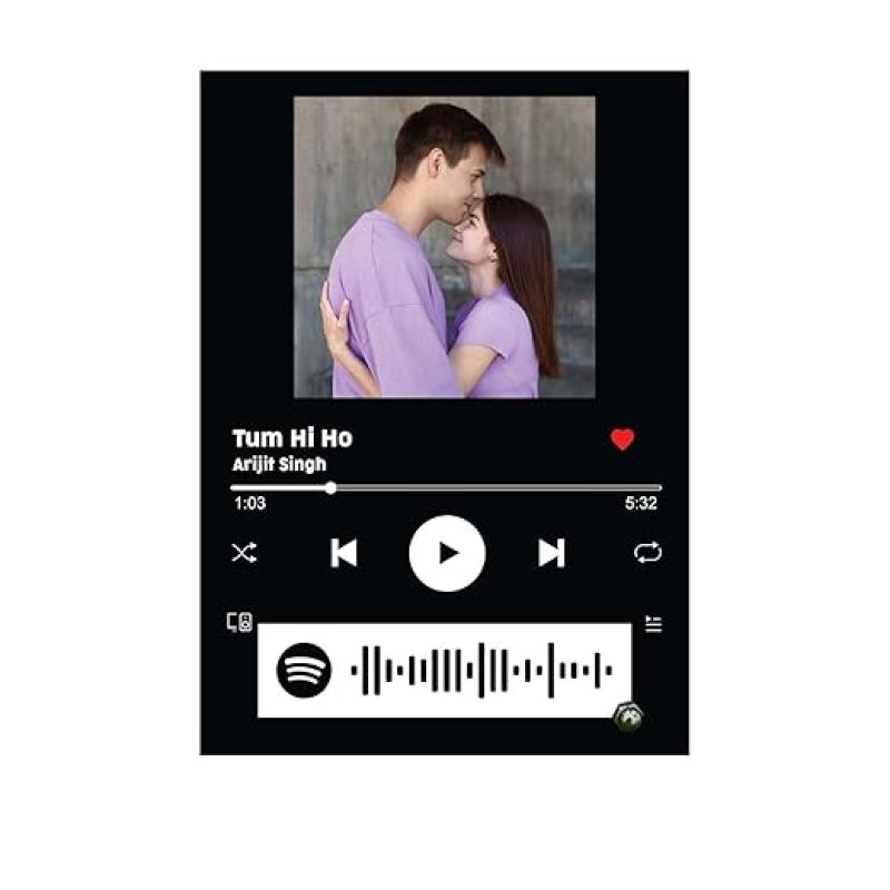 Couple Photo With Spotify Music Frame, Scannable Code Customized Photo & Song Gift For Friend Girlfriend Wife Husband