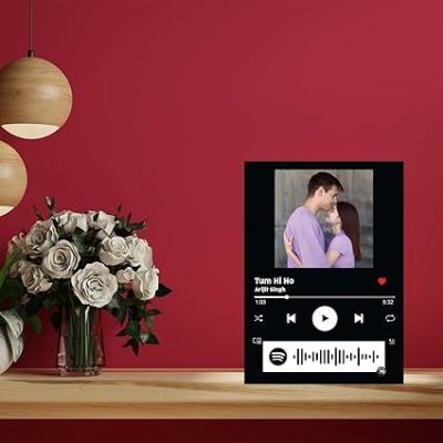 Couple Photo With Spotify Music Frame, Scannable Code Customized Photo & Song Gift For Friend Girlfriend Wife Husband
