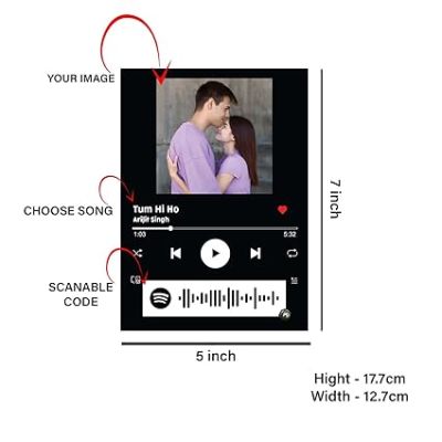 Couple Photo With Spotify Music Frame, Scannable Code Customized Photo & Song Gift For Friend Girlfriend Wife Husband
