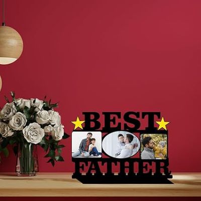 Best Father cutout Wooden Collage Photo Frame Customized With Photo Birthday Gift For Dad Home Wall Decor
