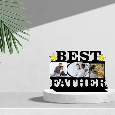 Best Father cutout Wooden Collage Photo Frame Customized With Photo Birthday Gift For Dad Home Wall Decor