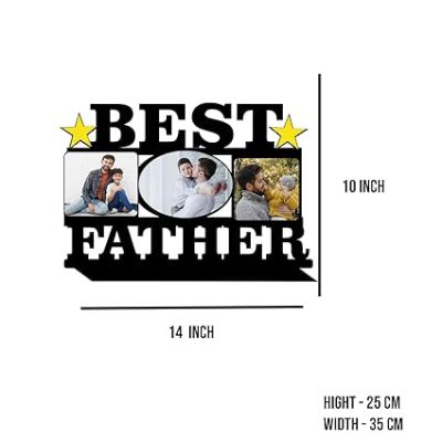 Best Father cutout Wooden Collage Photo Frame Customized With Photo Birthday Gift For Dad Home Wall Decor