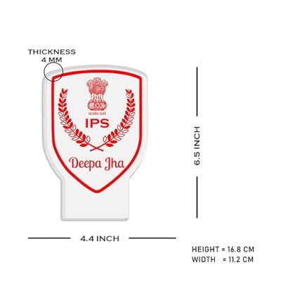 3D IPS Desk Name Plate Night Lamp with Multicolored Light Customized with Name Gift for Indian Police Officer