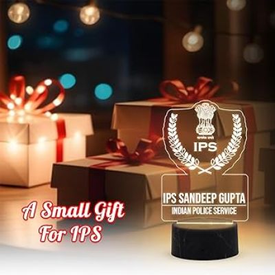 3D IPS Desk Name Plate Night Lamp with Warm White Light Customized with Name Gift for Indian Police Officer