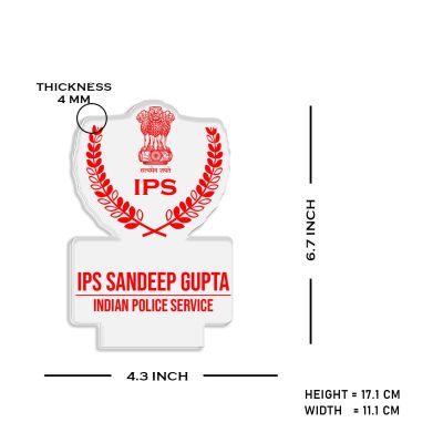 3D IPS Desk Name Plate Night Lamp with Multicolored Light Customized with Name Gift for Indian Police Officer