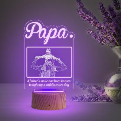 Father Photo Night Lamp with Multicolored Light Customized with Photo & Text Birthday Gifts for Father