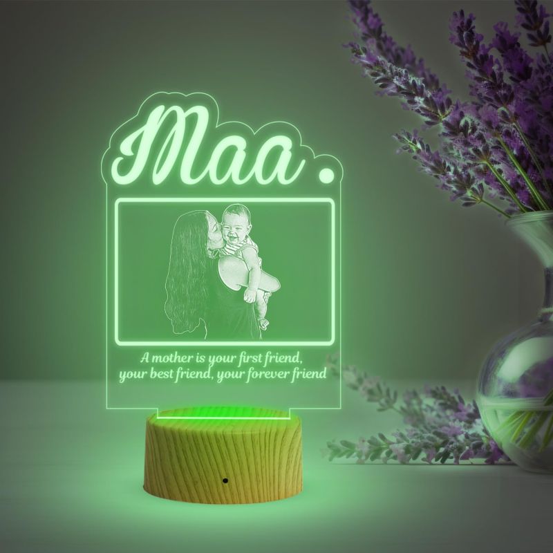 3D Maa Photo Night Lamp with Multicolored Light Customized with Photo & Text Birthday Gifts for Mom