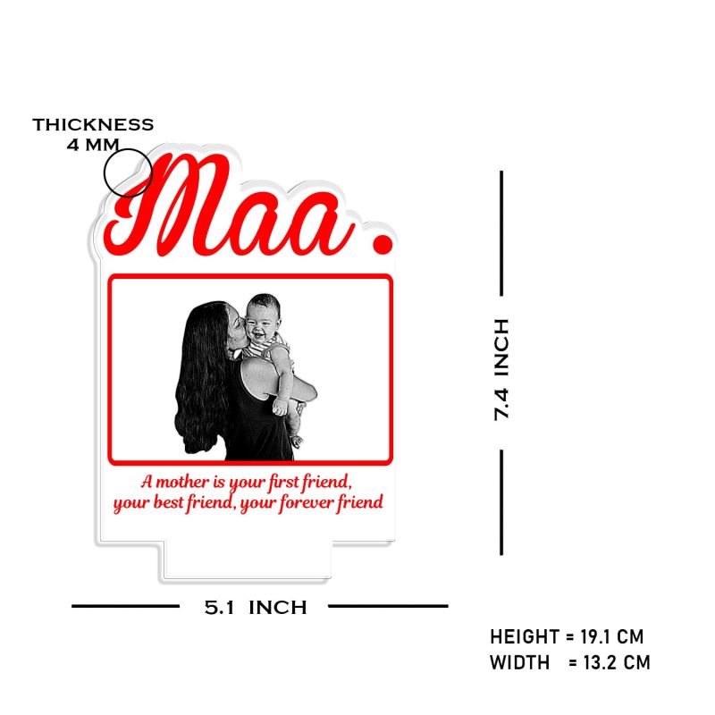 3D Maa Photo Night Lamp with Multicolored Light Customized with Photo & Text Birthday Gifts for Mom