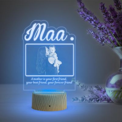 3D Maa Photo Night Lamp with Multicolored Light Customized with Photo & Text Birthday Gifts for Mom