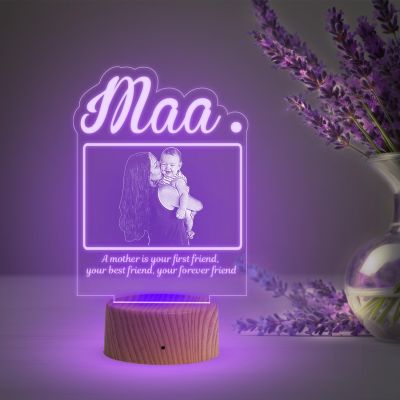 3D Maa Photo Night Lamp with Multicolored Light Customized with Photo & Text Birthday Gifts for Mom