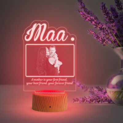 3D Maa Photo Night Lamp with Multicolored Light Customized with Photo & Text Birthday Gifts for Mom