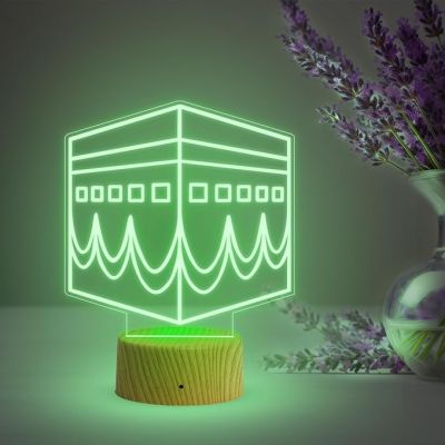 3D Illusion Makka Madina Islamic Night Lamp with Multicolored Light Gift for Eid Mubarak, Muslim Wedding, Gift for Muslim Friend Blessing & Home Decor