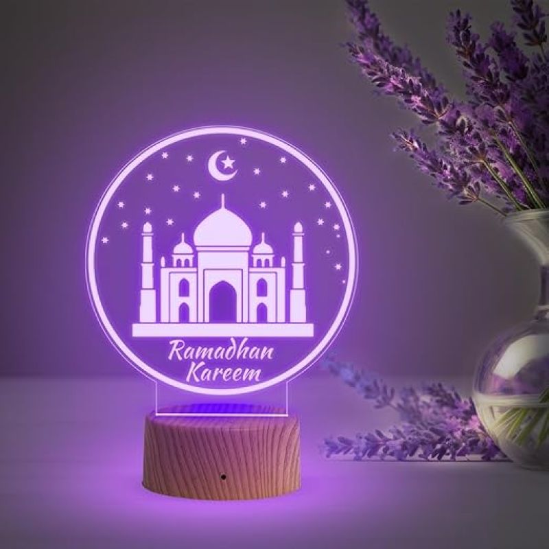 3D Illusion Taj Mahal Islamic Night Lamp with Multicolored Light Gift for Eid Mubarak, Muslim Wedding, Gift for Muslim Friend Blessing & Home Decor