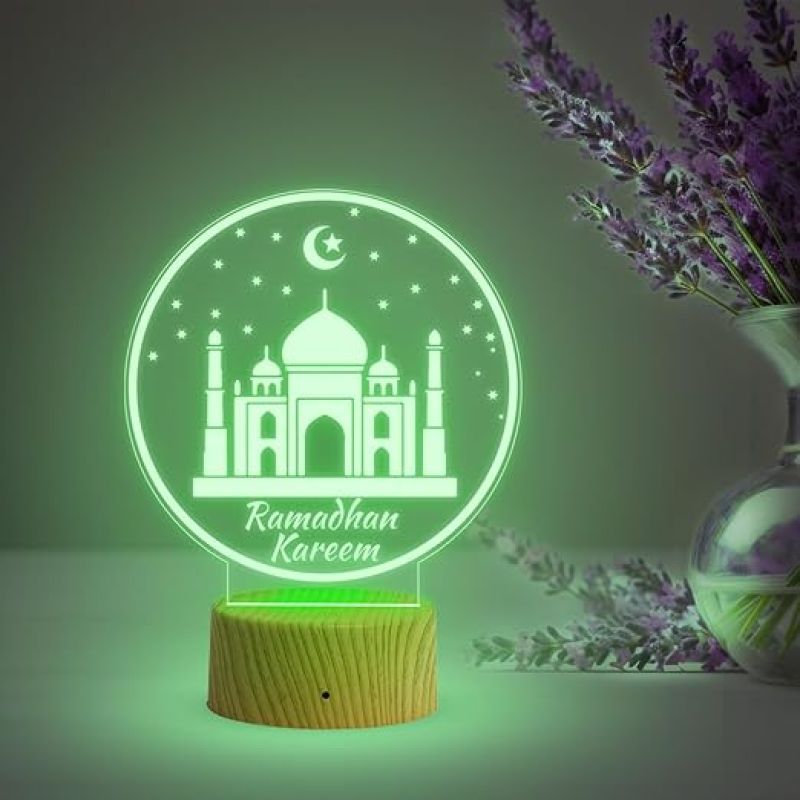 3D Illusion Taj Mahal Islamic Night Lamp with Multicolored Light Gift for Eid Mubarak, Muslim Wedding, Gift for Muslim Friend Blessing & Home Decor
