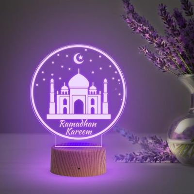 3D Illusion Taj Mahal Islamic Night Lamp with Multicolored Light Gift for Eid Mubarak, Muslim Wedding, Gift for Muslim Friend Blessing & Home Decor