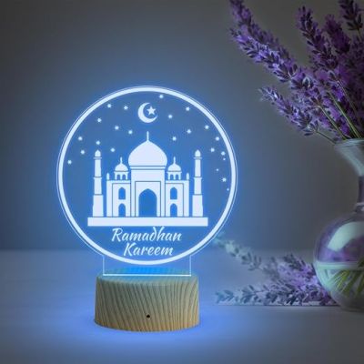 3D Illusion Taj Mahal Islamic Night Lamp with Multicolored Light Gift for Eid Mubarak, Muslim Wedding, Gift for Muslim Friend Blessing & Home Decor