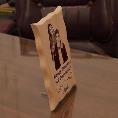 Happy Birthday Engraved Wooden Plaque Tabletop Customized Name Photo Birthday Gift for Husband, Wife, Friends