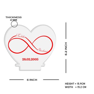 Infinity Heart Shape Night Lamp with Warm White Light Customized Name & Date Gift for Wife Husband Girlfriend Gift for Couple Anniversary, Wedding