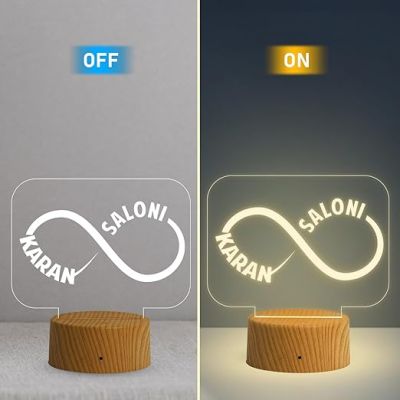 Infinity Shape Night Lamp with Warm White Light Customized Name & Date Gift for Wife Husband Girlfriend Gift for Couple Anniversary, Wedding