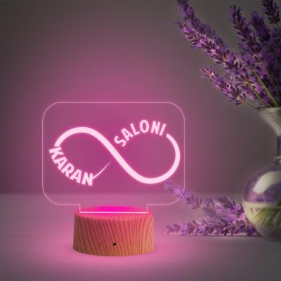 Infinity Shape Night Lamp with Multicolored Light Customized Name & Date Gift for Wife Husband Girlfriend Gift for Couple Anniversary, Wedding