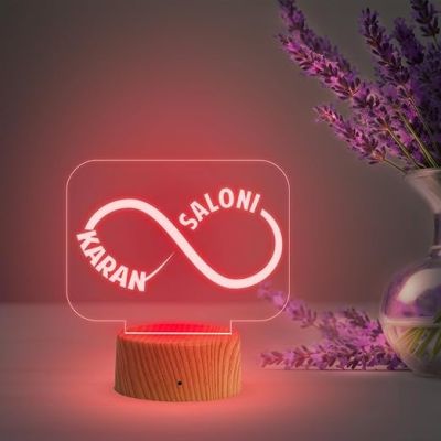 Infinity Shape Night Lamp with Multicolored Light Customized Name & Date Gift for Wife Husband Girlfriend Gift for Couple Anniversary, Wedding