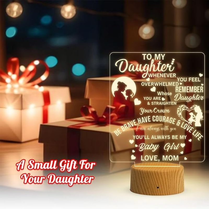To My Daughter Night Lamp with Warm White Light Gift For Daughter Birthday Gift for Daughter Inspirational Gift