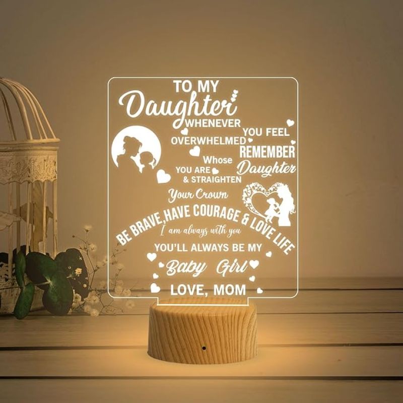 To My Daughter Night Lamp with Warm White Light Gift For Daughter Birthday Gift for Daughter Inspirational Gift