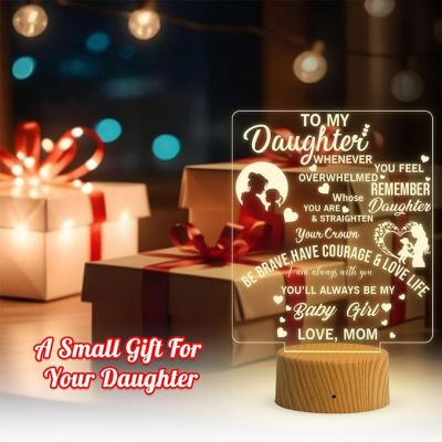 To My Daughter Night Lamp with Warm White Light Gift For Daughter Birthday Gift for Daughter Inspirational Gift