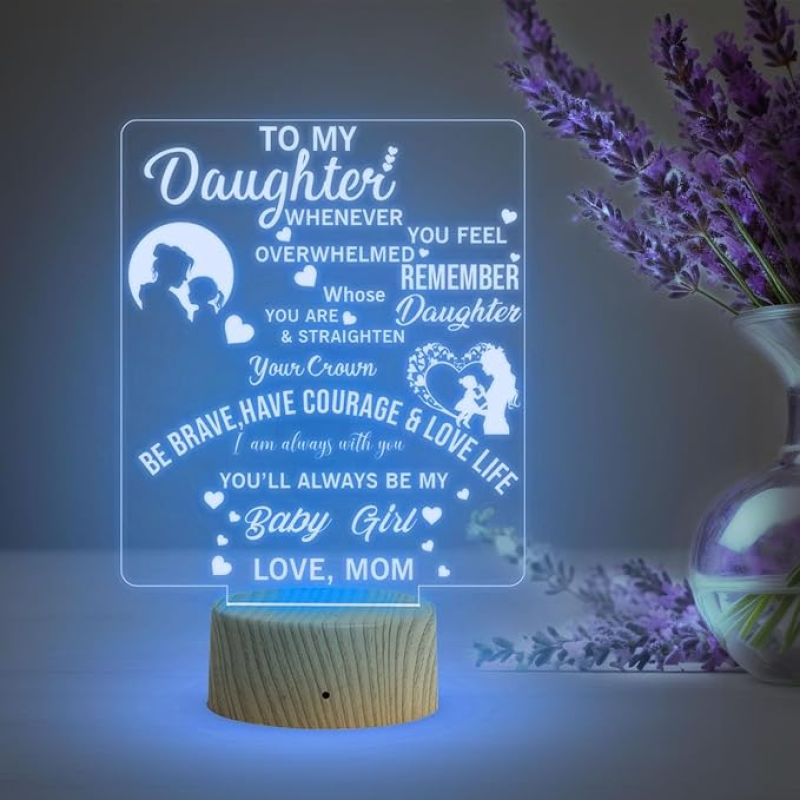 To My Daughter Night Lamp with Multicolored Light Gift For Daughter Birthday Gift for Daughter Inspirational Gift