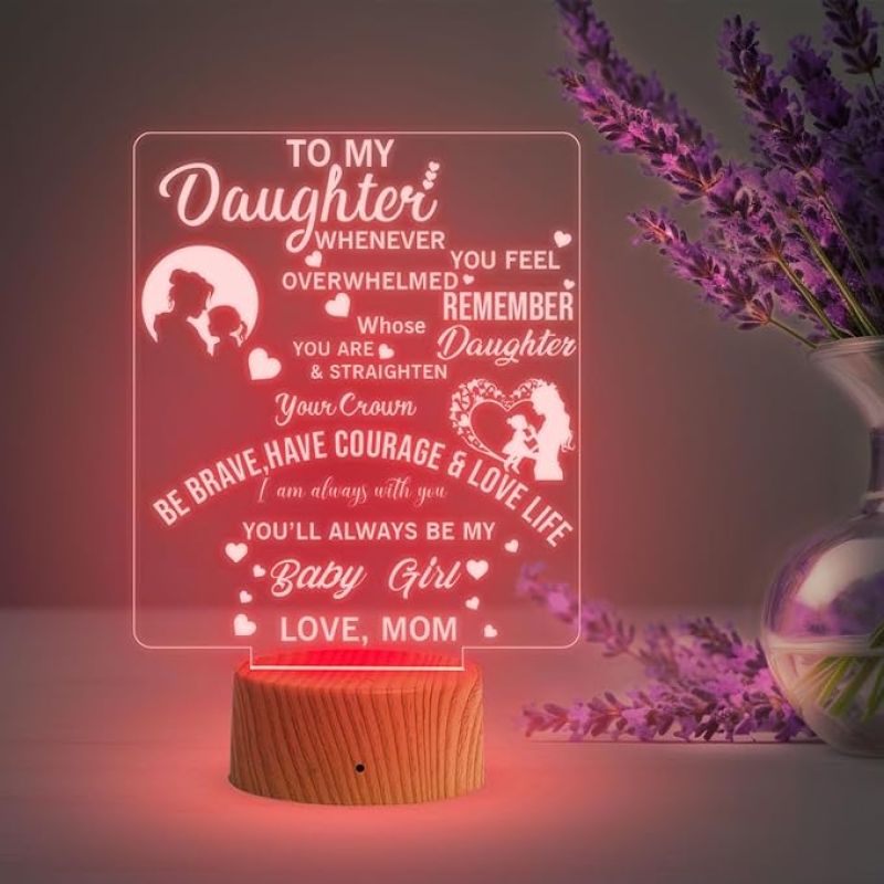 To My Daughter Night Lamp with Multicolored Light Gift For Daughter Birthday Gift for Daughter Inspirational Gift