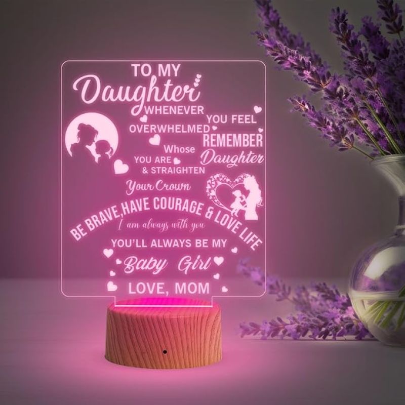 To My Daughter Night Lamp with Multicolored Light Gift For Daughter Birthday Gift for Daughter Inspirational Gift