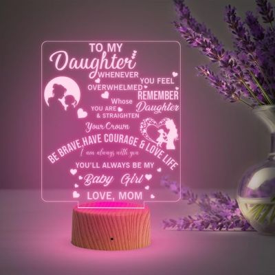 To My Daughter Night Lamp with Multicolored Light Gift For Daughter Birthday Gift for Daughter Inspirational Gift