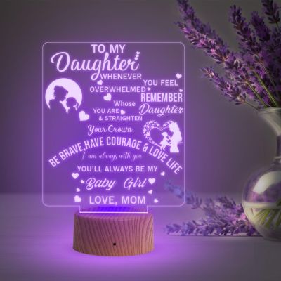 To My Daughter Night Lamp with Multicolored Light Gift For Daughter Birthday Gift for Daughter Inspirational Gift