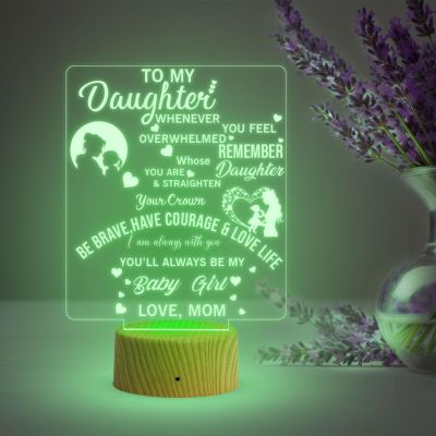 To My Daughter Night Lamp with Multicolored Light Gift For Daughter Birthday Gift for Daughter Inspirational Gift