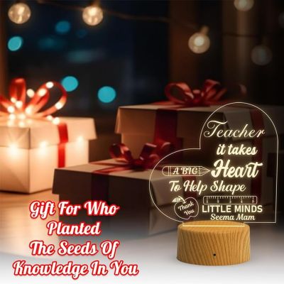Teacher Night Lamp with Warm White Light Customized with Name Thankyou Gift for Teacher Teacher Appreciation Gift