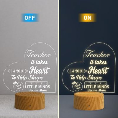 Teacher Night Lamp with Warm White Light Customized with Name Thankyou Gift for Teacher Teacher Appreciation Gift