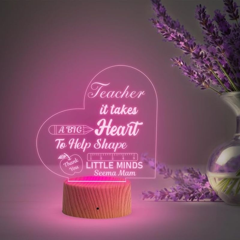 Teacher Night Lamp with Multicolored Light Customized with Name Thankyou Gift for Teacher Teacher Appreciation Gift