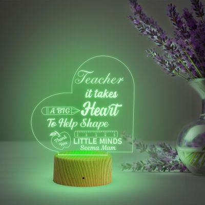 Teacher Night Lamp with Multicolored Light Customized with Name Thankyou Gift for Teacher Teacher Appreciation Gift