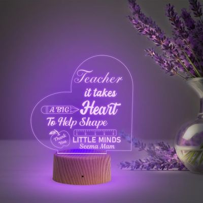 Teacher Night Lamp with Multicolored Light Customized with Name Thankyou Gift for Teacher Teacher Appreciation Gift