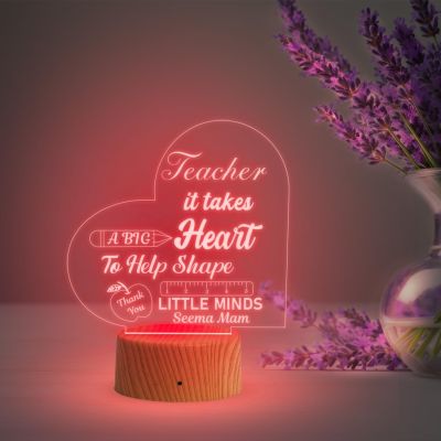 Teacher Night Lamp with Multicolored Light Customized with Name Thankyou Gift for Teacher Teacher Appreciation Gift