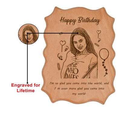 Happy Birthday Engraved Wooden Plaque Customized Photo & Messages Birthday Gifts for Girlfriend, Wife, Sister