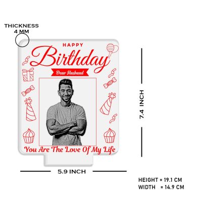 Dear Husband Happy Birthday Night Lamp with Warm White Light Customized Photo Birthday Gift for Husband